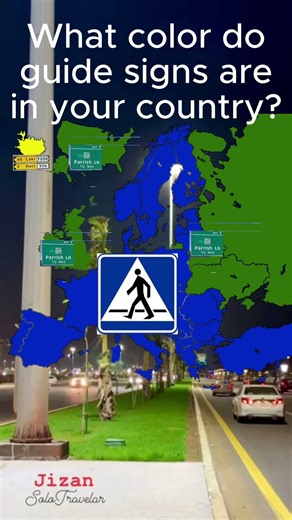 What color do guide signs are in your country