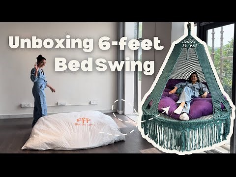 Swinging into comfort: Unboxing teal blue 6 Feet round Couple Bed Swing!!