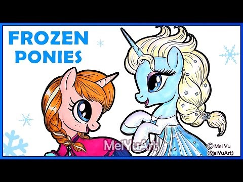 Frozen as My Little Pony - Anna + Elsa Drawing by MeiYuArt