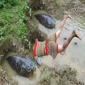 102K views · 1.6K reactions | Primitive Life - Primitive Girl Fishing By Mud Pit Catch Big Fish For Survival - Wild Survival Daily | Animals Daily Life | Facebook