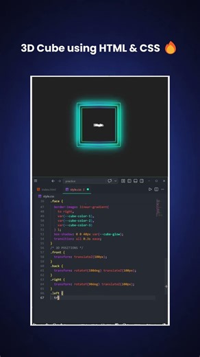 3D Cube Animation — No JavaScript #html #css #coding #shorts