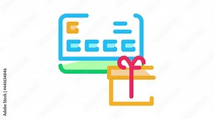 Gift Bought with Credit Card Icon Animation. color Gift Bought with Credit Card animated icon on white background