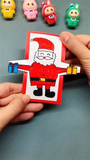 Handmadecraft on Instagram: "I'll teach you how to make a super simple Christmas card, a fun craft that kids all love. Come and give it a try #Parent-child Craft #Creative Craft #Christmas Card #Kindergarten Craft #Christmas"