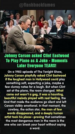 Johnny Carson asked Clint Eastwood To Play Piano as A Joke - Moments Later Everyone TEARS! #shorts