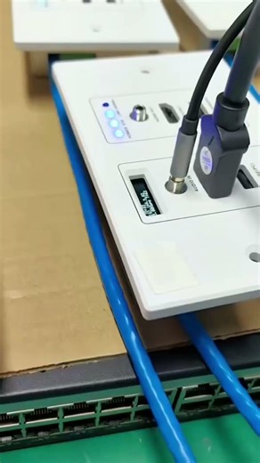 Wall mounted node one click multi source switching PoE powered tablet control.