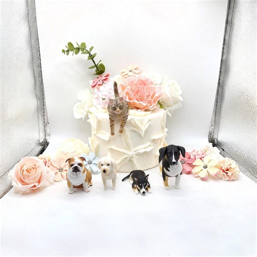 Hand-sculpted Polymer Clay Pet Cake Toppers, Custom Dog Cat Figurines, Wedding Anniversary Gifts - Etsy