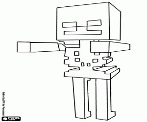 Skeleton, creature of Minecraft coloring page printable game