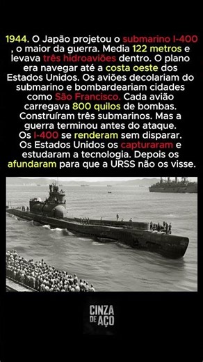 O submarino japonês que transportava aviões para bombardear os Estados Unidos