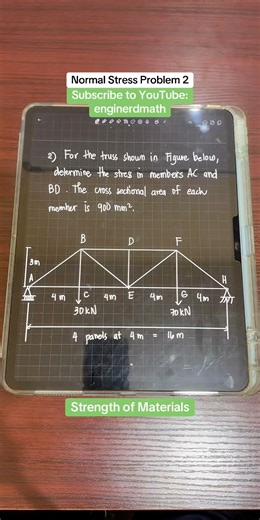 Strength of Materials: Normal Stress Problem 2 #enginerdmath #StrengthOfMaterials | Enginerdmath