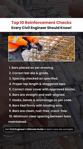11K views · 78 reactions | Must Know Reinforcement Checks Every Civil Engineer Should Know! #construction #civil #contractor #building #civilconstruction #civilengineer #civilengineering #civilcontractors #architecture #architect | civil_concepts | Facebook