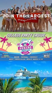 College Party Cruise on Instagram: "Get Ready for the ultimate Spring Break with College Party Cruise! 🛳⚓️🏝 Join the biggest group of Spring Breakers at sea for our 8th annual cruise. Luxurious cruise ship accommodations, unlimited mouthwatering food, exclusive parties, exotic destinations, dazzling entertainment, thrilling activities, and so much more, all included! 🔥 Sailing from Miami to Nassau and Cococay, Bahamas aboard Royal Caribbean’s Freedom of the Seas. This mega-ship offers everyth