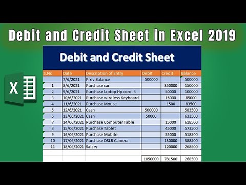 How to Create Debit and Credit Sheet in Microsoft Excel 2019 | Debit and Credit Sheet in ms excel