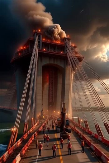 “This Bridge Collapsed in Seconds 😱 | Unreal Disaster Simulation”A realistic cinematic bridge construction disaster simulation. Massive structure collapse, intense slow motion, panic, dust, and chaos. Would you survive this moment? 😨#Shorts #Disaster #BridgeCollapse #Cinematic #AIvideo