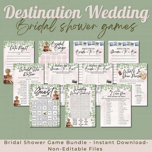 Destination Bridal Shower Games Bundle, Travel Theme (digital Download) - Etsy