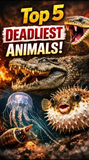 Top 5 Deadliest Animals in the World 🐍💀 | Most Dangerous Wildlife Facts#animalfacts #deadlyanimals
