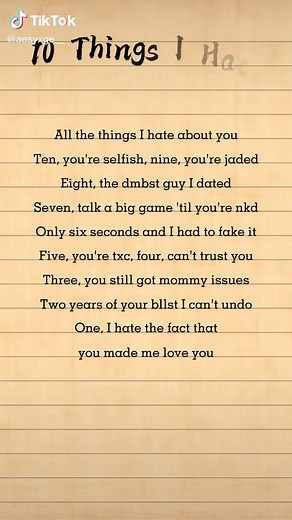 10 Things I Hate About You Song Lyrics