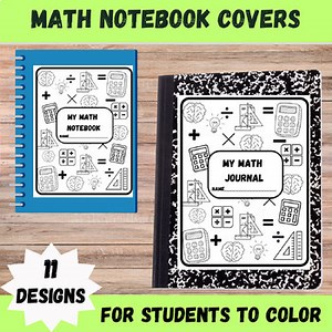 Math Journal Covers/ Math Notebook Covers COLORING SHEETS