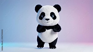 Adorable Baby Panda Waving for Children's Content and Digital Media.