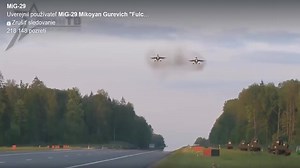 81K views · 2.8K reactions | MiG-29s during landing and takeoff from highway in the forest Belarus Air Force... VLK | MiG-29 Mikoyan Gurevich "Fulcrum" | Facebook