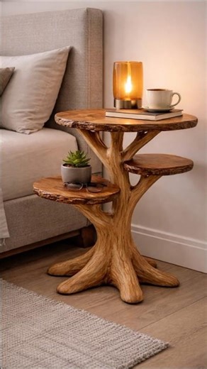 GENIUS BUILD TreeForm Modern Bedside Table That Stands Out 🛠️🌳 #shorts