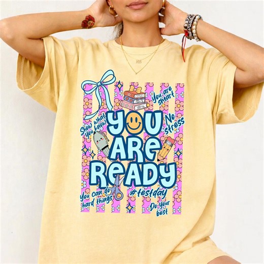 Retro Striped You Are Ready Test Day Comfort Colors® T-shirt, Testing Day Tee, Testing Coordinator Shirt, Matching State Testing Shirts - Etsy