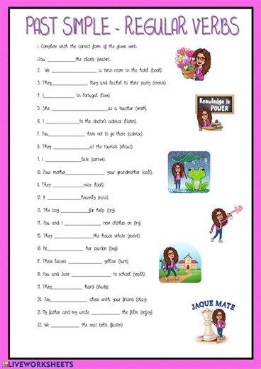Past simple regular verbs free worksheet