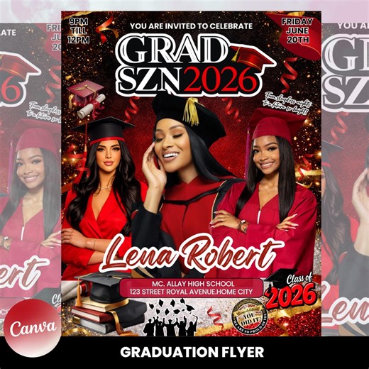 Buy Class of 2026 Graduation Flyer, Canva Graduation Invite, DIY Grad Announcement Flyer College Graduation Party Invite, Instant Download Online in India - Etsy