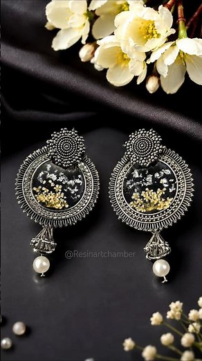 Handmade Resin Jhumka Earrings with Real Dried Flowers 😘 Ethnic Earrings for Women 😘