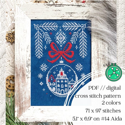 Nordic Yuletide Cross Stitch Pattern // Christmas Bauble With Fir Tree Branches (PDF) - Etsy Canada