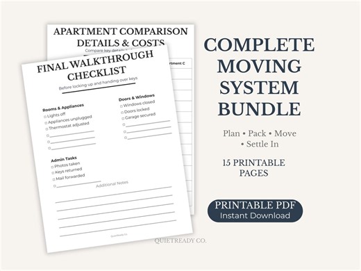 Complete Moving System Bundle | All-in-one Relocation Checklist | Printable PDF - Etsy