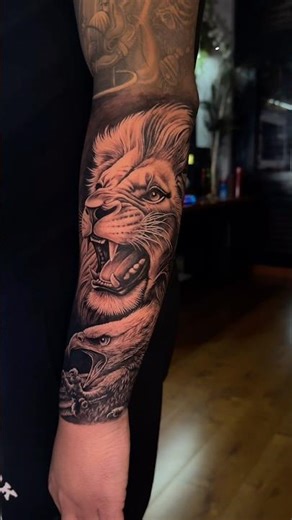 Lion Tattoo with Wife & Daughter Name 🦁 | Family Love Tattoo Design