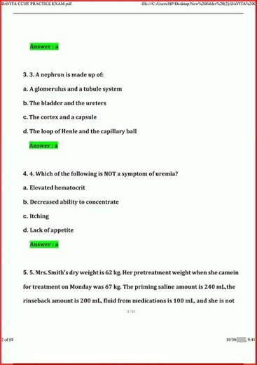 Ccht Practice Exam Davita 150 Questions With 100 Correct Ansupdate video