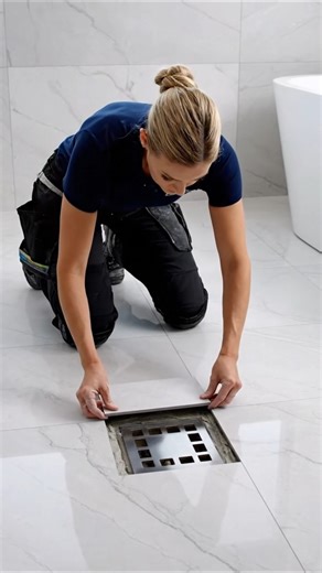 Perfect Rectangle Cut Over Floor Drain 😮 | Luxury Tile Precision