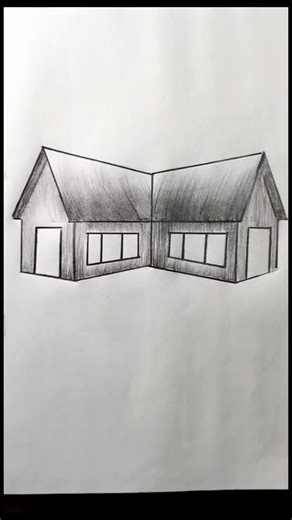 Ankush Chaudhary Arts | Easy 2-Point Perspective House Drawing 🏠 | Pencil Sketch Learn how to draw a simple house using 2-point perspective with pencil shading.... | Instagram