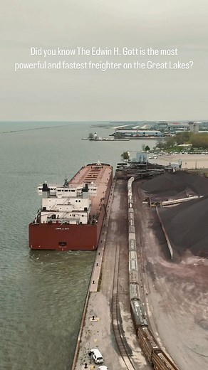 6.2K views · 103 reactions | The Edwin H. Gott is a monster of a ship, and even at over 1000 feet it can carry the max payload of iron Ore but still break ice with nearly 20,000 horsepower. It’s also the fastest ship at 18mph. #freighters #greatlakesshipping #ship #cleveland | Lance Aerial Media | Facebook