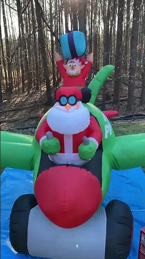 2014 Gemmy Animated Airblown Inflatable 16ft Christmas Colossal Santa's Airplane