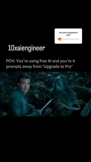 10x AI Engineer on Instagram: "POV: You’re just trying to finish one simple task… and suddenly you’re 4 prompts away from “Upgrade to Pro” 😭🤖 Free AI users know the struggle. One more question and BOOM — paywall unlocked 💳✨ Tag a friend who lives dangerously on free AI tools 👀 #Relatable #POV #AIHumor #POVReels #FunnyReels #InstaReels #AIReels #AIHumor #TechHumor #FreeAI #ChatGPTMemes #AIMemes #CreatorLife #ContentCreators #RelatableReels #ai #TechCreators #ViralReels #UpgradeToPro #Internet