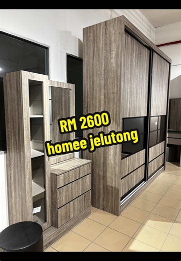 FREE INSTALLATION BEDROOM SET 8x8 -wardrobe -dressing table -stool -bedframe queen Model 983 . #homeejelutong #bedroomset #setbiliktidur #perabot #murah