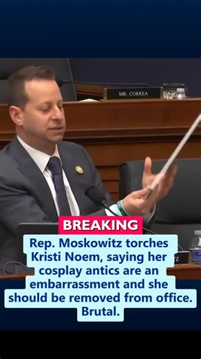 BREAKING: Rep. Moskowitz torches Kristi Noem, saying her cosplay antics are an embarrassment and she should be removed from office. Brutal. Follow @reallyamericanmedia for more. | Really American