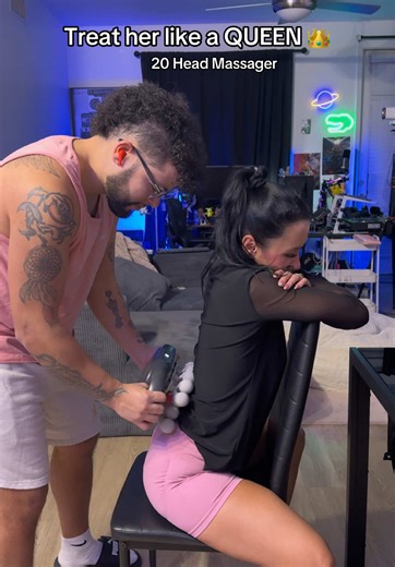 20 head massager?!! Back and neck sore from a long day at work?! This massager with 30 power settings, 9 different modes, and grips for easy partner massage! It feels amazing after a long day of work sitting at your chair! I promise you won’t regret getting a unique massage gun like this. Covers so much area especially on the lower back! #massage #massager #massagegun #massageathome #creatorsearchinsights