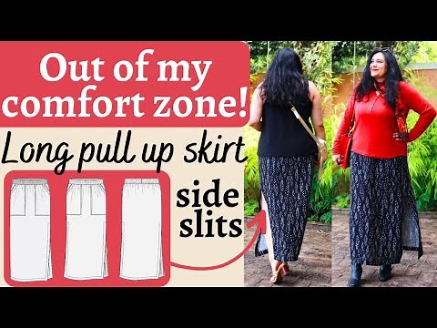 GASP! Me in a long skirt! Comfy pull up. Easy fit & sew. Coastal Side Split skirt (Pattern Emporium)