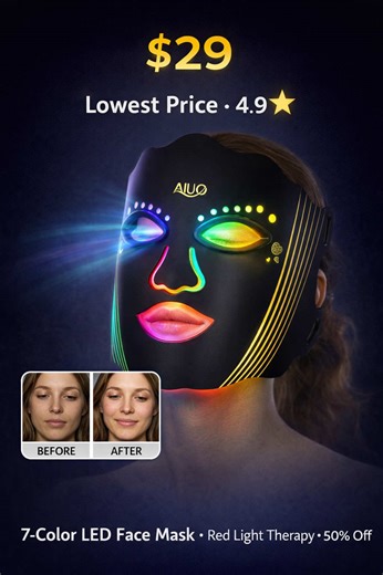Tired skin? Glow up in minutes! ✨💆‍♀️ This 7-color LED mask revives & brightens fast 4.9 ⭐ • 50% off right now – $29 Link in bio – home spa unlocked #LEDMask #RedLightTherapy #GlowUp #TikTokShop #AmazonDealsUS