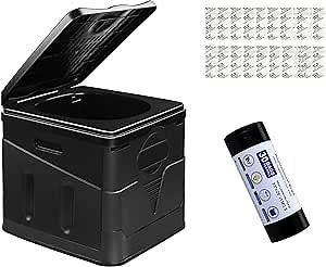 Portable Toilet with 30 pcs 8 Gallon Toilet Bags,Outdoor Travel Camping Potty,Waterproof Car Toilet Bucket Toilet for Home,Camping,Boat,Hiking