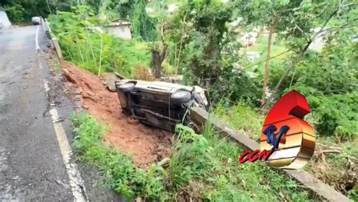 VEHICLE OVERTURNS IN FORT GEORGE LANDSLIP A vehicle overturned along Fort George Road, after a portion of the roadway collapsed on Wednesday afternoon. The landslip happened during heavy rainfall in the area. There were no reports on injuries. Video by TV6 Camera Operator Kerry Patrick. | Trinidad Express Newspapers