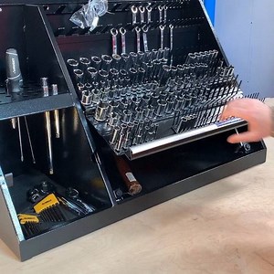 Check out this awesome triangle tool box from @montezuma_storage It has tons of space for sockets, weather proof and fits in a small space. Everything on this box is built to last from the handle to the gas struts. When the lid is closed it locks the sockets in place which makes it perfect for mobile applications. Check them out at https://www.montezumastorage.com. We have a YouTube video going up tomorrow look for it! #tiacrew #storage #automotive #jobsite #mechanic #tools #toolbox | Tools in A