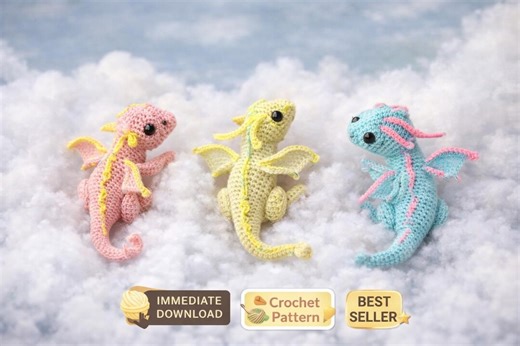 Mini Crochet Dragon Pattern PDF | Tiny Amigurumi Dragon | Cute Fantasy Crochet | Beginner Friendly | Digital Download - Etsy