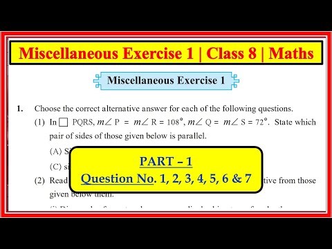 Miscellaneous Exercise 1 | Class 8th maths | Maharashtra state board | std 8 | PART 1 = Q 1 to 7