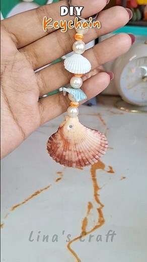 Diy Keychain From Seashell | 🐚🫰💜✨️#shorts #diy #keychain #seashell #craft #trending #art #handmade