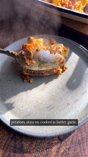 Got potatoes that need using? Boil them up, store them in the fridge then put them to comforting use in this rustic cottage pie topping. Keeping the skins on means lots of golden, crispy bits and the garlic and herb-spiked butter is a simple but delicious way of lacing them with lots of lovely flavour. No need to mash - just crush and crumble the spuds. It's a little rough around the edges, but we like it that way. Tops one cottage pie (you choose whether you prefer traditional or veggie for the