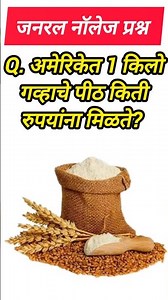 Q. अमेरिकेत 1 किलो गव्हाचे पीठ किती रुपयांना मिळते? 2026 के Most Expected GK question